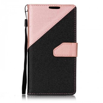 Чехол портмоне подставка на силиконовой основе с отсеком для карт на магнитной защелке для Sony Xperia E5 Розовый
