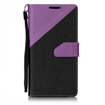 Чехол портмоне подставка на силиконовой основе с отсеком для карт на магнитной защелке для Sony Xperia E5 Фиолетовый