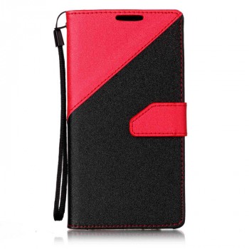 Чехол портмоне подставка на силиконовой основе с отсеком для карт на магнитной защелке для Sony Xperia E5 Красный