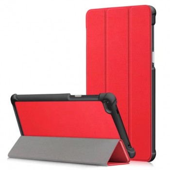 Сегментарный чехол книжка подставка на непрозрачной поликарбонатной основе для Lenovo Tab 4 7  Красный