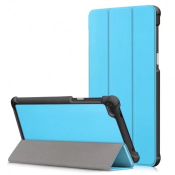 Сегментарный чехол книжка подставка на непрозрачной поликарбонатной основе для Lenovo Tab 4 7  Голубой