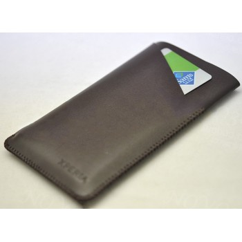 Кожаный Z-образный мешок с глянцевой поверхностью и отсеком для карт для Huawei Ascend Mate 7  Коричневый