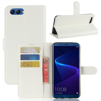 Чехол портмоне подставка для Huawei Honor View 10 с магнитной защелкой и отделениями для карт Белый