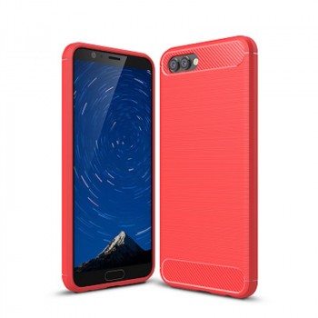 Силиконовый матовый непрозрачный чехол с текстурным покрытием Металлик для Huawei Honor View 10 Красный