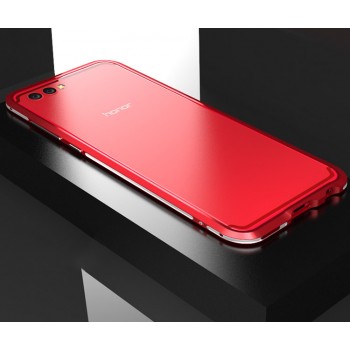 Металлический округлый премиум бампер сборного типа на винтах для Huawei Honor View 10 Красный