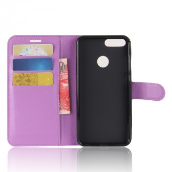 Чехол портмоне подставка для Huawei Honor 9 Lite с магнитной защелкой и отделениями для карт Фиолетовый