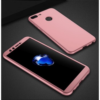 Трехкомпонентный сборный матовый пластиковый чехол для Huawei Honor 9 Lite Розовый
