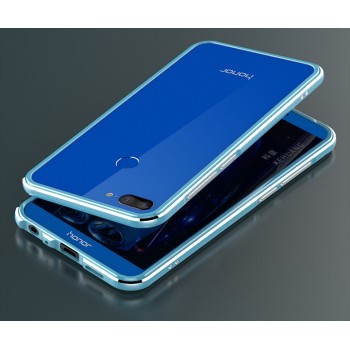 Металлический округлый бампер сборного типа на винтах для Huawei Honor 9 Lite Голубой