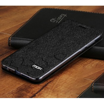 Чехол горизонтальная книжка подставка текстура Соты на силиконовой основе для Huawei Honor 9 Lite  Черный