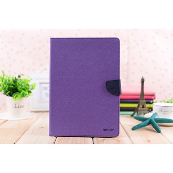 Чехол книжка подставка на непрозрачной силиконовой основе с магнитной защелкой и отсеком для карт для Ipad Air 2 Фиолетовый