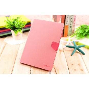 Чехол книжка подставка на непрозрачной силиконовой основе с магнитной защелкой и отсеком для карт для Ipad Air 2 Розовый