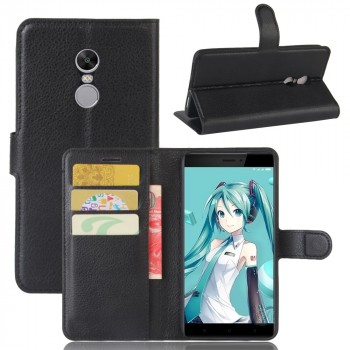 Чехол портмоне подставка на силиконовой основе с отсеком для карт на магнитной защелке для Xiaomi RedMi Note 4X  Черный