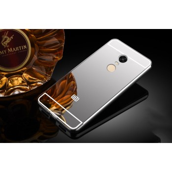 Двухкомпонентный чехол c металлическим бампером с поликарбонатной накладкой и зеркальным покрытием для Xiaomi RedMi Note 4X