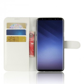 Чехол портмоне подставка для Samsung Galaxy S9 Plus с магнитной защелкой и отделениями для карт Белый
