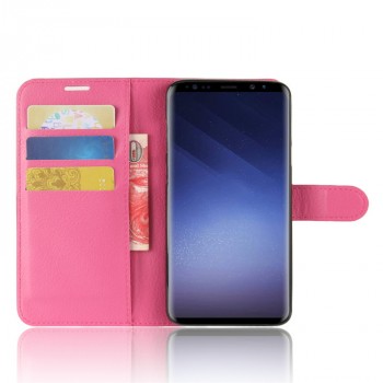 Чехол портмоне подставка для Samsung Galaxy S9 Plus с магнитной защелкой и отделениями для карт Пурпурный