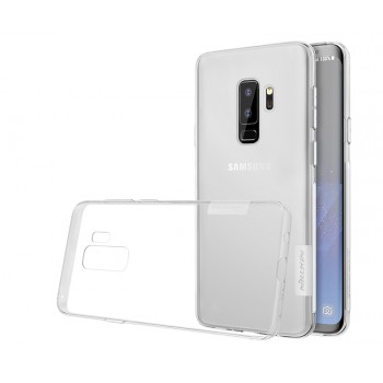 Силиконовый глянцевый полупрозрачный премиум чехол с улучшеной защитой и нескользящими гранями для Samsung Galaxy S9 Plus Белый