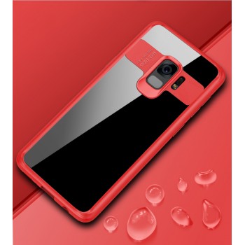 Силиконовый матовый полупрозрачный чехол с транспарентной крышкой для Samsung Galaxy S9 Plus Красный
