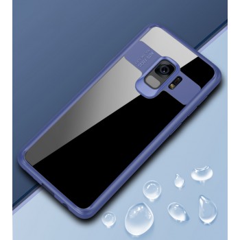 Силиконовый матовый полупрозрачный чехол с транспарентной крышкой для Samsung Galaxy S9 Plus Синий