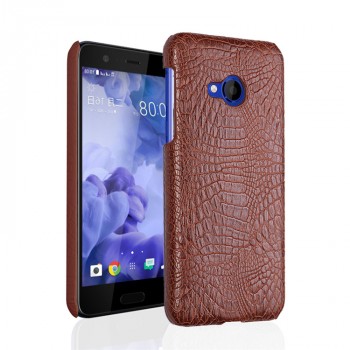 Чехол задняя накладка для HTC U Play с текстурой кожи крокодила Коричневый