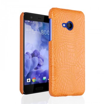 Чехол задняя накладка для HTC U Play с текстурой кожи крокодила Оранжевый