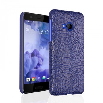 Чехол задняя накладка для HTC U Play с текстурой кожи крокодила Синий
