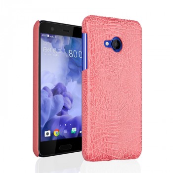 Чехол задняя накладка для HTC U Play с текстурой кожи крокодила Розовый