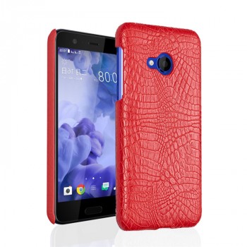 Чехол задняя накладка для HTC U Play с текстурой кожи крокодила Красный