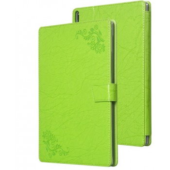 Чехол книжка подставка текстура Узоры на полупрозрачной силиконовой основе с магнитной защелкой для Lenovo Tab 4 10 Зеленый