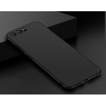 Силиконовый матовый непрозрачный чехол для Huawei P10  Черный