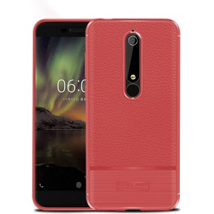 Силиконовый чехол накладка для Nokia 6.1/6 (2018) с текстурой кожи Красный