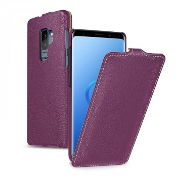 Кожаный чехол вертикальная книжка (премиум нат. кожа) для Samsung Galaxy S9 Plus  Фиолетовый