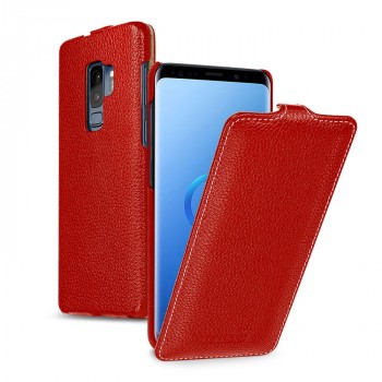 Кожаный чехол вертикальная книжка (премиум нат. кожа) для Samsung Galaxy S9 Plus  Красный