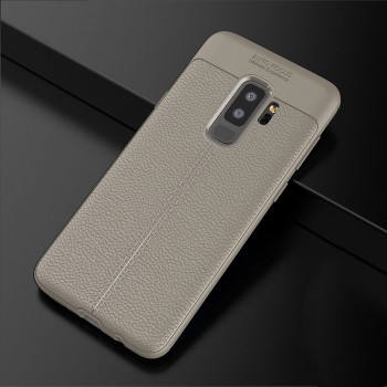 Силиконовый матовый непрозрачный чехол с текстурным покрытием Кожа для Samsung Galaxy S9 Plus Серый