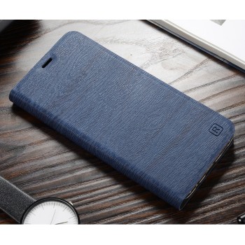 Чехол горизонтальная книжка подставка текстура Дерево на пластиковой основе с отсеком для карт для Samsung Galaxy S9 Plus Синий