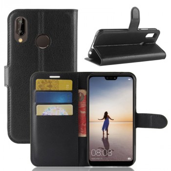 Чехол портмоне подставка для Huawei P20 Lite с магнитной защелкой и отделениями для карт