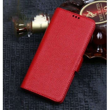 Кожаный чехол портмоне подставка (премиум нат. кожа) с магнитной застежкой для Huawei P20 Lite Красный