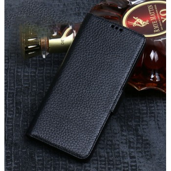 Кожаный чехол портмоне подставка (премиум нат. кожа) с магнитной застежкой для Huawei P20 Lite Черный
