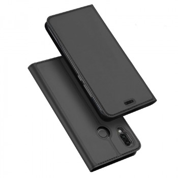 Чехол горизонтальная книжка подставка с отсеком для карт на силиконовой основе для Huawei P20 Lite Черный