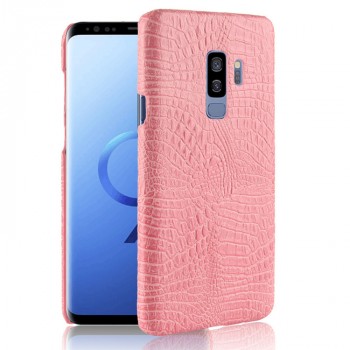 Чехол задняя накладка для Samsung Galaxy S9 Plus с текстурой кожи крокодила Розовый