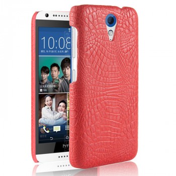 Чехол задняя накладка для HTC Desire 620 с текстурой кожи крокодила Красный
