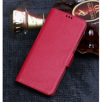 Кожаный чехол портмоне подставка (премиум нат. кожа) с крепежной застежкой для Xiaomi RedMi Note 5/5 Pro Пурпурный