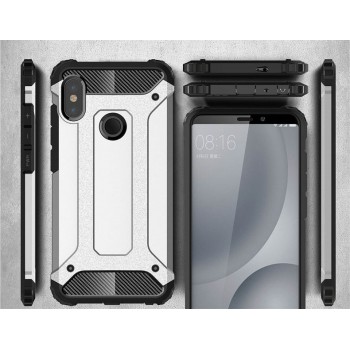 Двухкомпонентный противоударный чехол для Xiaomi RedMi Note 5/Pro с нескользящими гранями и поликарбонатными вставками Белый