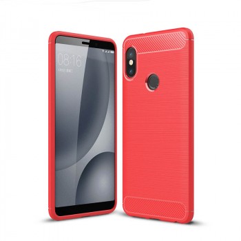Матовый силиконовый чехол для Xiaomi RedMi Note 5/Pro с текстурным покрытием металлик Красный