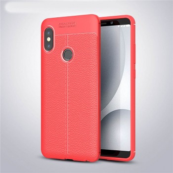 Силиконовый чехол накладка для Xiaomi RedMi Note 5/Pro с текстурой кожи Красный
