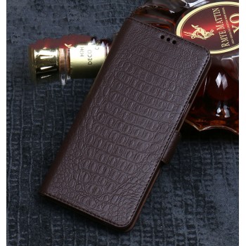 Кожаный чехол портмоне подставка (премиум нат. кожа крокодила) с крепежной застежкой для ASUS ZenFone 5 ZE620KL/5Z Коричневый