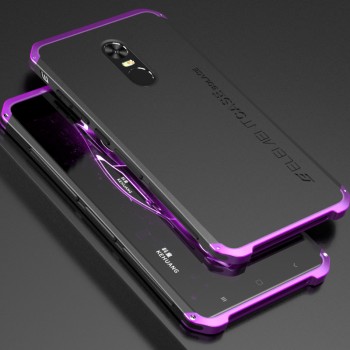 Ударостойкий нескользящий чехол алюминиево-цинковый сплав/силиконовый полимер на винтах для Xiaomi RedMi Note 4X Фиолетовый