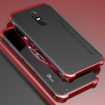 Ударостойкий нескользящий чехол алюминиево-цинковый сплав/силиконовый полимер на винтах для Xiaomi RedMi Note 4X Красный