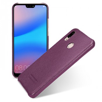 Кожаный чехол накладка (премиум нат. кожа) для Huawei P20 Lite  Фиолетовый
