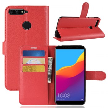 Чехол портмоне подставка для Huawei Honor 7C/Y6 Prime (2018)/7A Pro с магнитной защелкой и отделениями для карт Красный