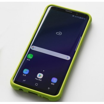 Силиконовый матовый непрозрачный чехол с нескользящими гранями и нескользящим софт-тач покрытием для Samsung Galaxy S9 Plus Зеленый